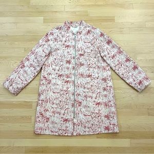 COS White and Red Textured Zip-Front Coat